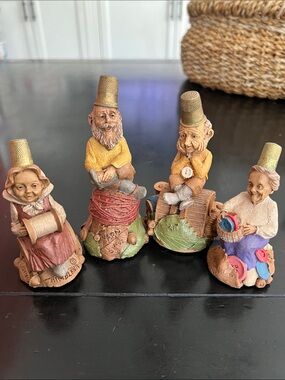 Thomas F Clark Thimble Gnome Figurine Set - Multicolor Sewing Theme - receive 4